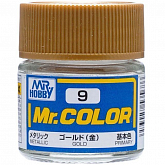 Краска эмаль для пластика тм MRHOBBY  10мл GOLD  MHC9  , шт