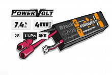 Аккумулятор PowerVolt LiPo 4000mAh 74V 25C Tplug для Remo Hobby 110