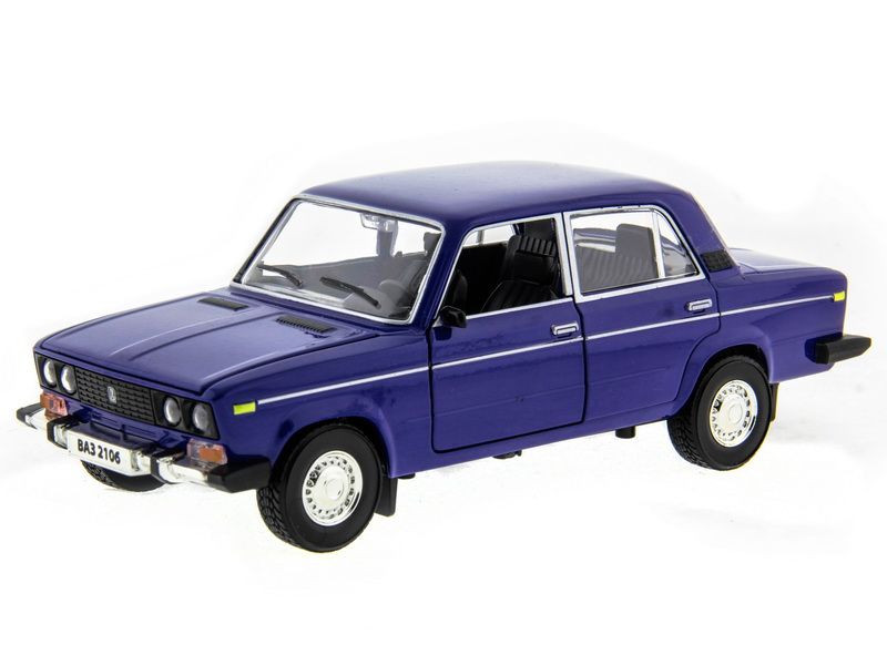 Машина АВТОПАНОРАМА ВАЗ 2106 синяя ,122, инерция, Pull Bаck механизм, вк 101222 cм