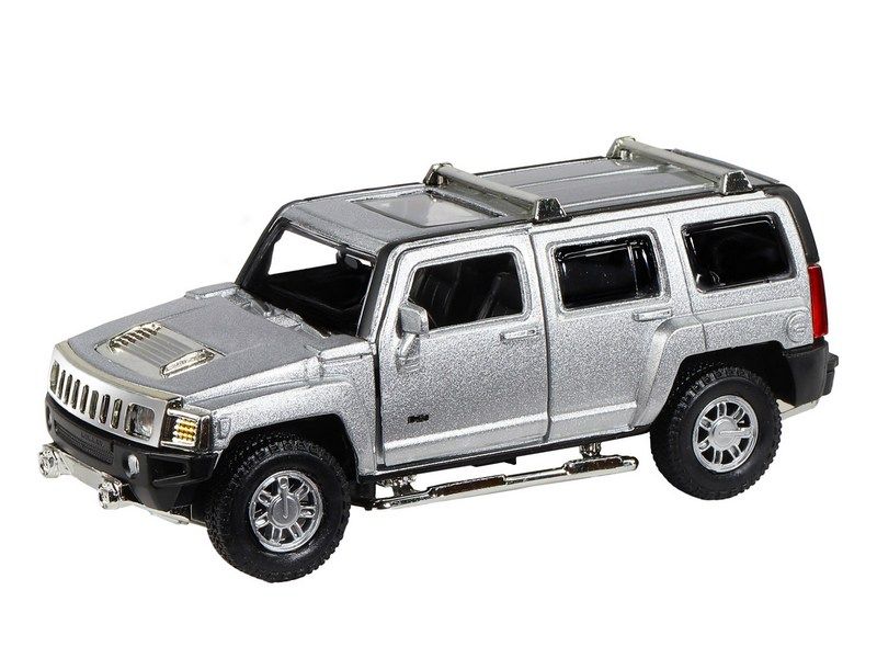 Машина АВТОПАНОРАМА Hummer H3, серебряный, 132, свет, звук, инерция, вк 17,513,59 см