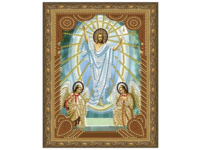 Алмазная 5D мозаика с нанесенной рамкой 20х30 ВОСКРЕСЕНИЕ ХРИСТОВО 7 цветов