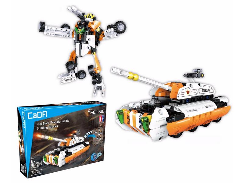 Конструктор CaDA Technic танктрансформер 2 в 1, инерционный 294 деталей