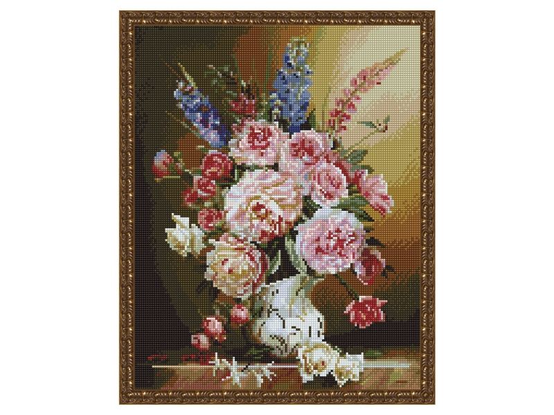 Алмазная мозаика с нанесенной рамкой 40х50 БУЗИН СВЕЖИЙ БУКЕТ 38 цветов