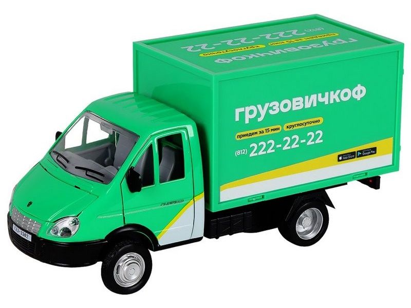 Машина АВТОПАНОРАМА ГАЗельбизнес Грузовичкоф, 128, зеленый, свет, звук, вк 241412 см