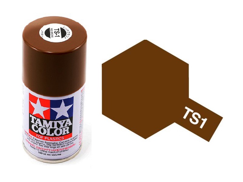 Краскаспрей Tamiya TS1 Red Brown Краснокоричневый матовая, 100мл