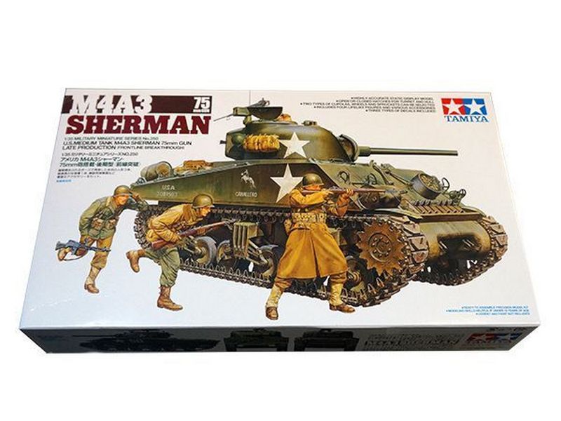 Склеиваемая модель Tamiya 135 Амер танк M4A3 Sherman с 75мм пушкой и 4ф Frontline breakthrough