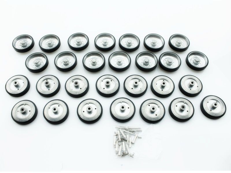 Опорные катки для танка Leopard 2A6 металлические с резиновыми бандажами и оси колёсные мет шасси