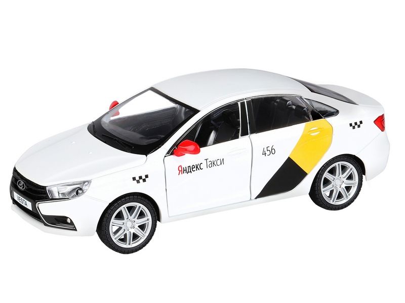 Машина АВТОПАНОРАМА ЯндексТакси  LADA VESTA, белый, 124, вк 24,512,510,5 см