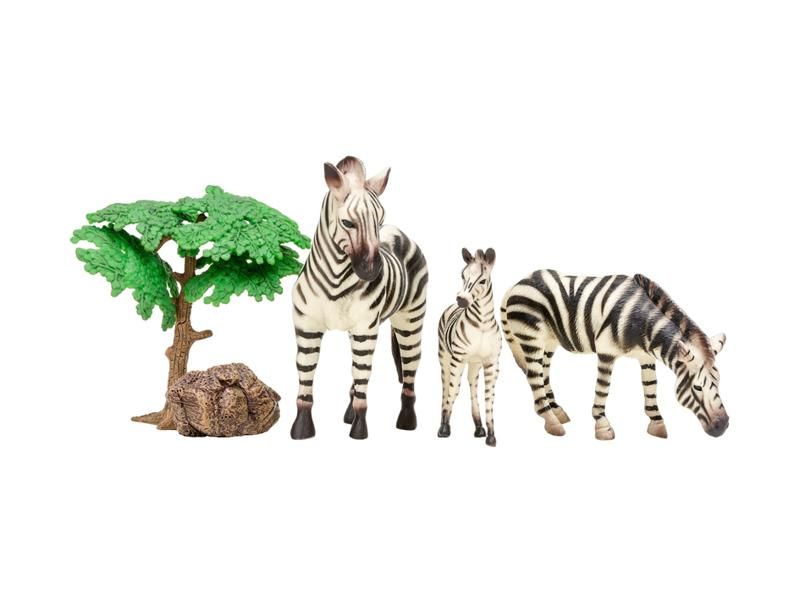 Набор фигурок животных MASAI MARA MM201009 серии Мир диких животных Семья зебр, 5 пр
