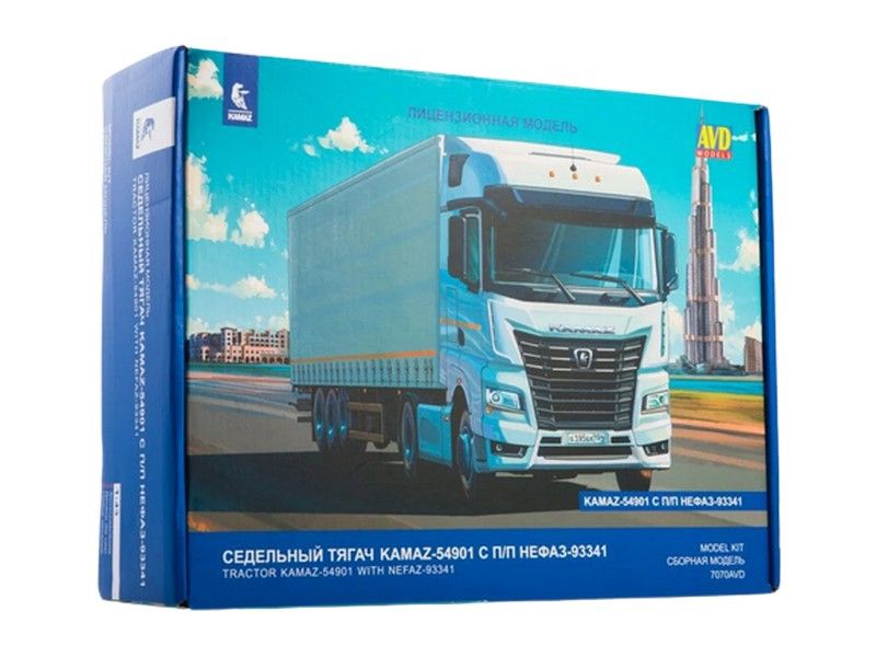 Сборная модель AVD Седельный тягач КАМАЗ54901 с полуприцепом НЕФАЗ93341, 143