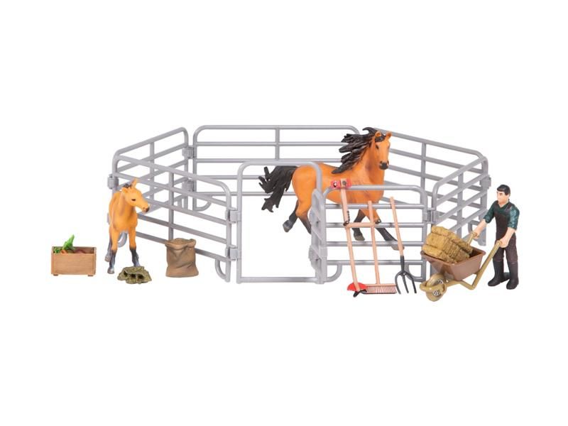 Набор фигурок животных MASAI MARA ММ205070 серии Мир лошадей Конюшня игрушка 16 пр