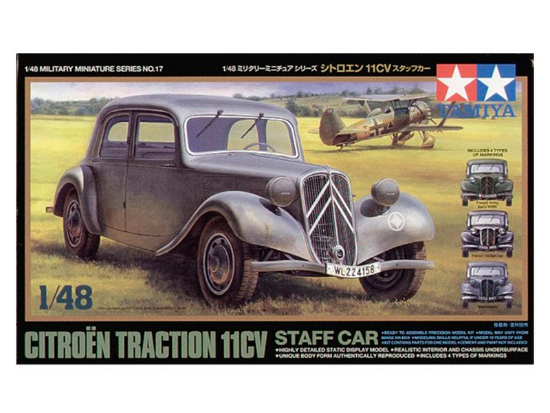Склеиваемая модель Tamiya 148 Машина Citroen Traction 11CV, 4 вар декалей фр и нем