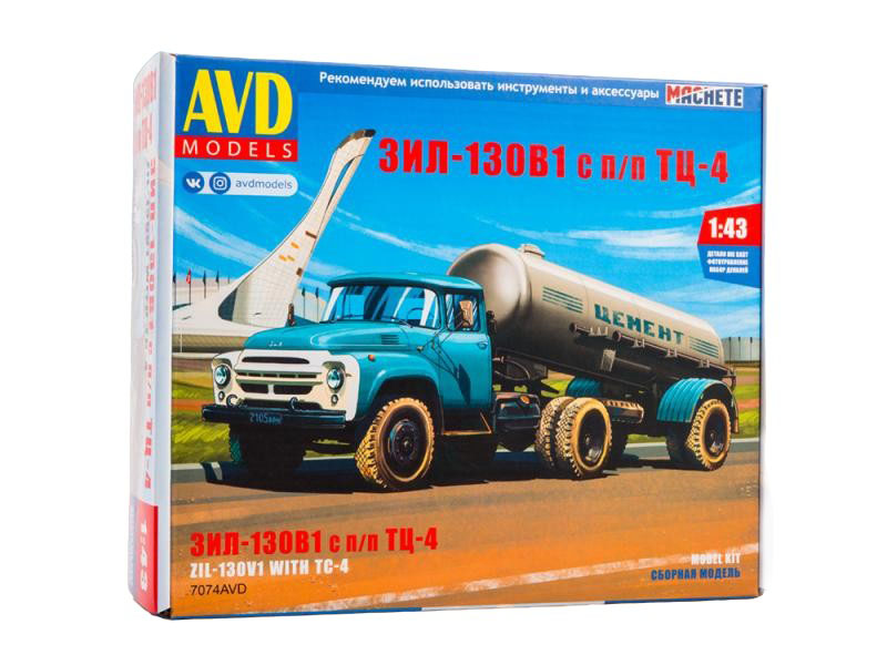 Сборная модель AVD Сборная модель ЗИЛ130В1 с полуприцепом ТЦ4, 143