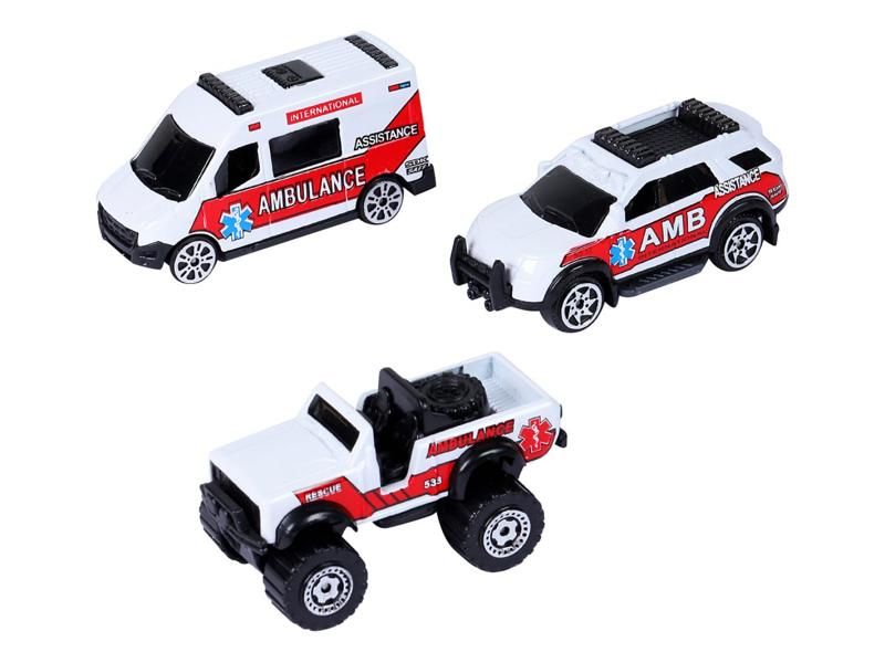 Набор металлических машинок AUTODRIVE Служба спасения 3шт внедорожник, фургон, джип