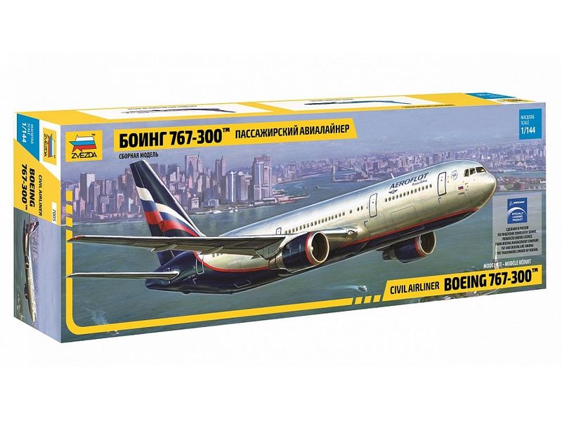 Сборная модель ZVEZDA Пассажирский авиалайнер Боинг 767300, 1144
