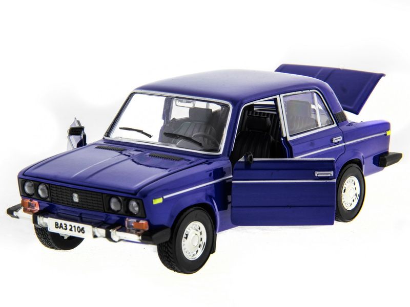 Машина АВТОПАНОРАМА ВАЗ 2106 синяя ,122, инерция, Pull Bаck механизм, вк 101222 cм