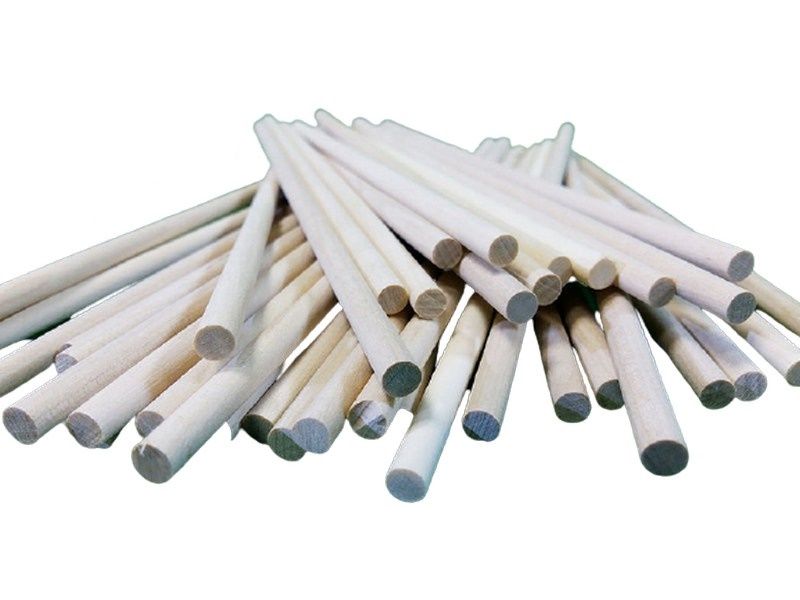 Палочка деревянная, круглая 6 мм, длина 200 мм, 40 шт, береза