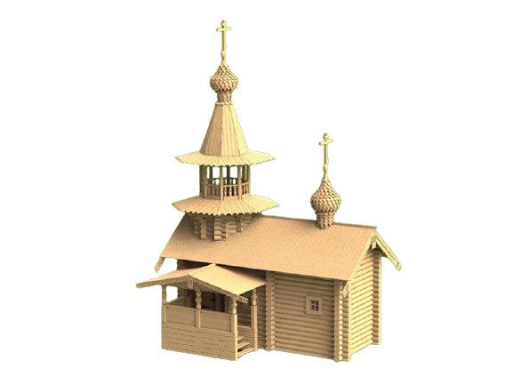 Сборная деревянная модель СВМодель Часовня из деревни Вигово, 1540 деталей, 160