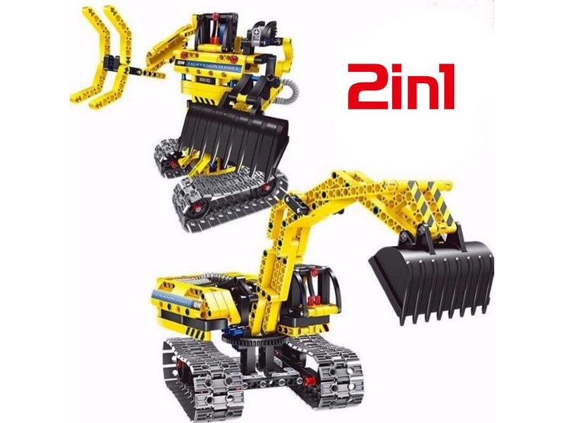 Конструктор Qihui Mechanical Master 2 в 1 Экскаватор и Робот 342 детали