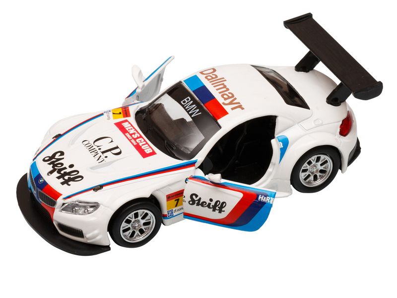 Машина АВТОПАНОРАМА BMW Z4 GT3, 138, белый, инерция, откр двери, вк 17,512,56,5 см