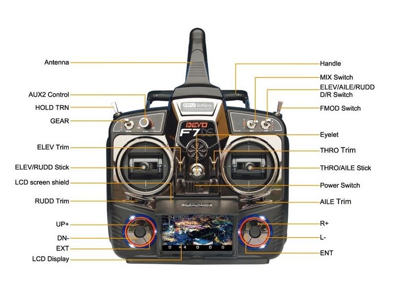 Аппаратура радиоуправления Walkera Devo F7DS 24G 7ch Rx Tx