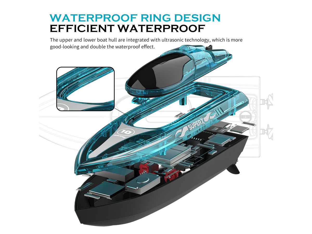 Радиоуправляемый катер Flytec V555 зеленый с подсветкой 24G RTR