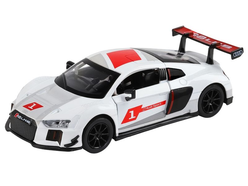 Машина АВТОПАНОРАМА AUDI R8, белый перламутр, 132, свет, звук, инерция, вк 17,513,59 см