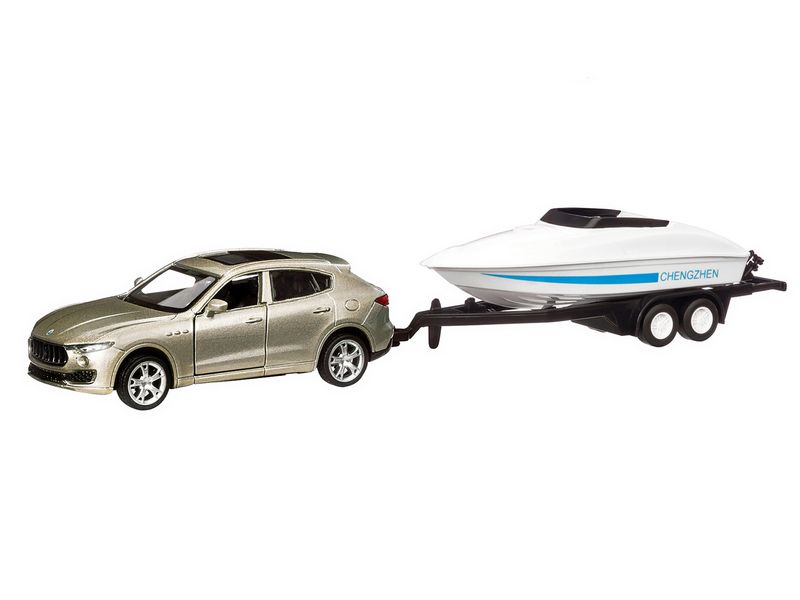 Машина АВТОПАНОРАМА Maserati c прицепом с лодкой, 143, открываются передние двери, инерция, вк