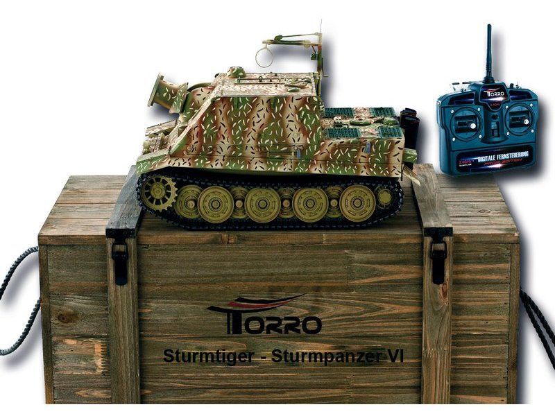 Радиоуправляемый танк Torro Sturmtiger Panzer 116 24G, зеленый, ВВпушка, деревянная коробка