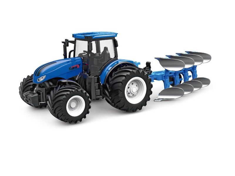 РУ фермерский трактор Korody с плугом, мет кузов, широкие колеса 124 24G 6CH RTR