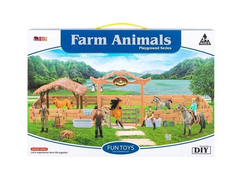 Набор фигурок животных MASAI MARA ММ205060 серии Мир лошадей Конюшня 20 пр