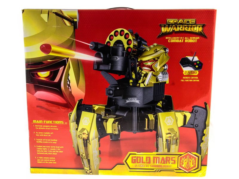 РУ боевой роботпаук Space Warrior, лазер, ракеты, золотой, NiMh и ЗУ, 24G