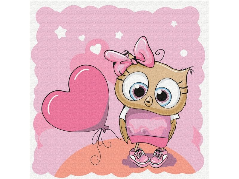 Набор юного художника 20х20 Совушка с воздушным шаром 12 цветов