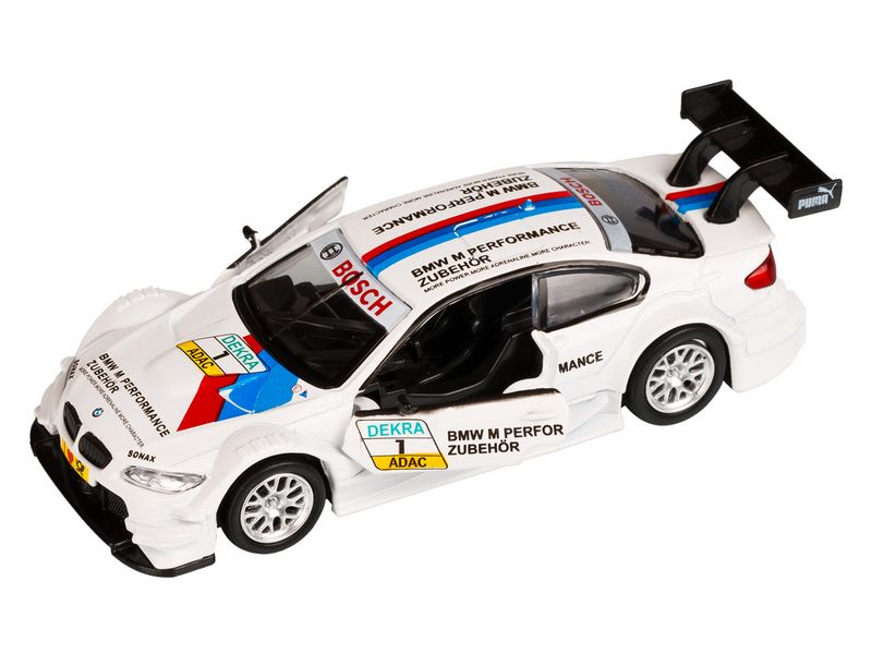 Машина АВТОПАНОРАМА BMW M3 DTM, 142, белый, инерция, откр двери, вк 17,512,56,5 см