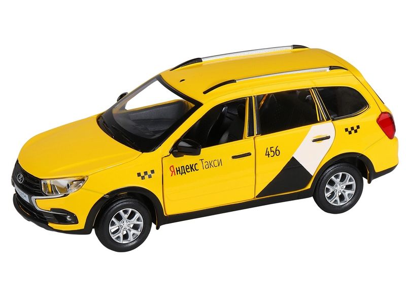 Машина АВТОПАНОРАМА ЯндексТакси LADA GRANTA CROSS, желтый, 124, вк 24,512,510,5 см