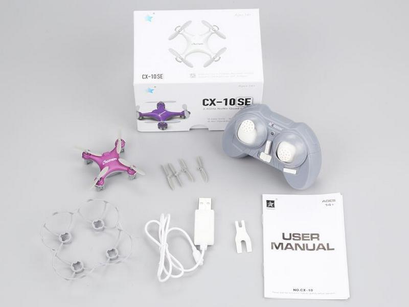 Радиоуправляемый квадрокоптер Cheerson CX10SE Mini RTF 24G розовый