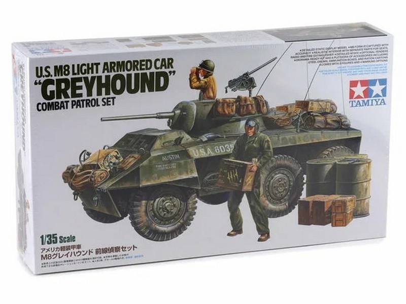 Склеиваемая модель Tamiya 135 Американский БТР М8 Greyhound, с двумя фигурами и набором 35229