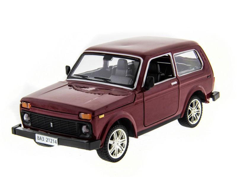 Машина АВТОПАНОРАМА ВАЗ 2121 бордовая,122, инерция, Pull Bаck механизм, вк 101222 cм