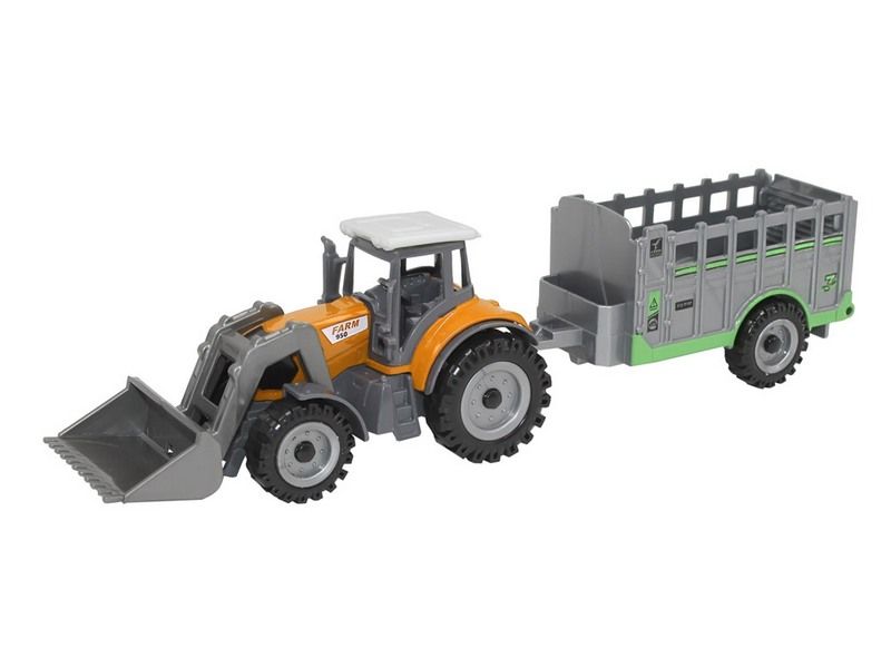 Машина АВТОПАНОРАМА ТРАКТОРПОГРУЗЧИК С ПРИЦЕПОМ, желтый, вк 27,55,59,5 см