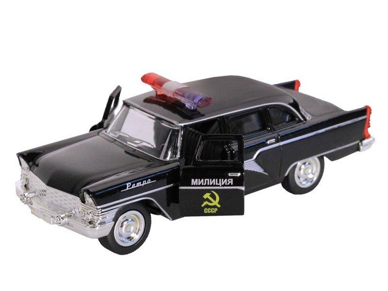 Машина АВТОПАНОРАМА Милиция, черный, 148, инерция, вк 145,56,6 см