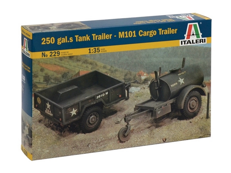 Сборная модель ITALERI 0229ИТ Бочка 250 Gals и Прицеп Cargo M101, 135