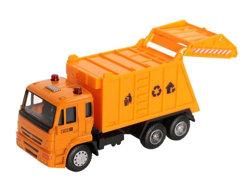 Машина АВТОПАНОРАМА Мусоровоз, 154, цвет желтый, инерция, вк 16,56,39
