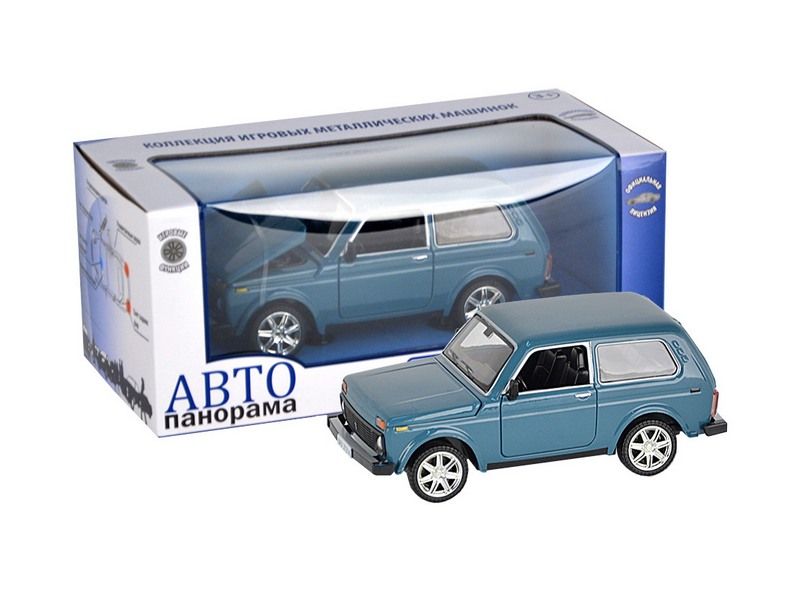 Машина АВТОПАНОРАМА ВАЗ 2121 голубая,122, инерция, Pull Bаck механизм, вк 101222 cм