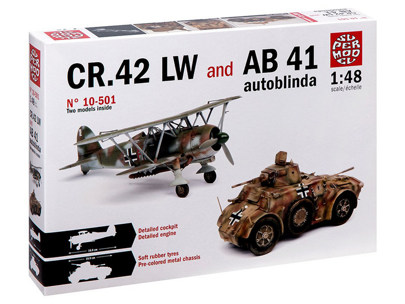 Сборная модель ITALERI 10501ИТ Автомобиль Autoblinda AB 41 Самолет CR42 LW