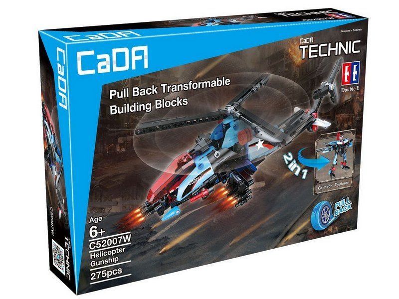 Конструктор CaDA Technic вертолеттрансформер, инерционный 275 деталей