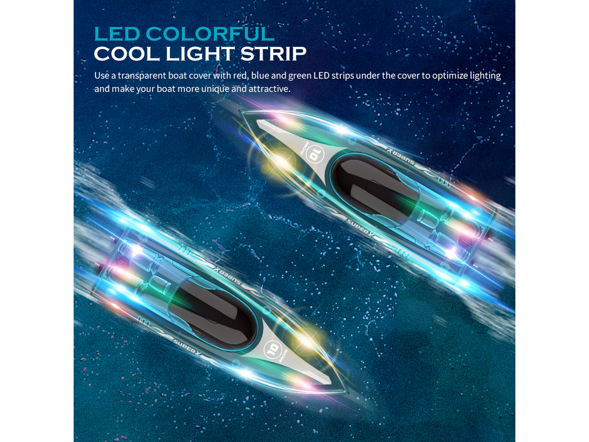 Радиоуправляемый катер Flytec V555 зеленый с подсветкой 24G RTR