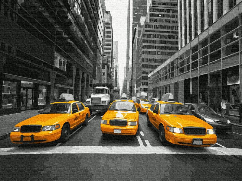 Картина по номерам 40х50 ЖЕЛТОЕ ТАКСИ НЬЮЙОРКА 18 цветов