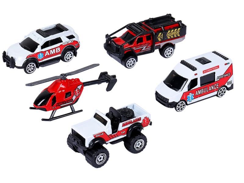 Набор металлических машинок AUTODRIVE Служба спасения 5шт вк 299,54см