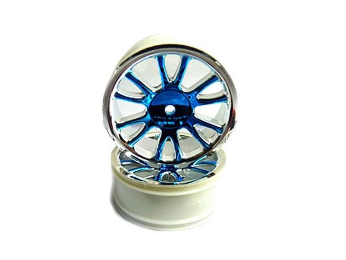 Колесные диски передние, голубой хром для багги Himoto масштаба 116, 2шт