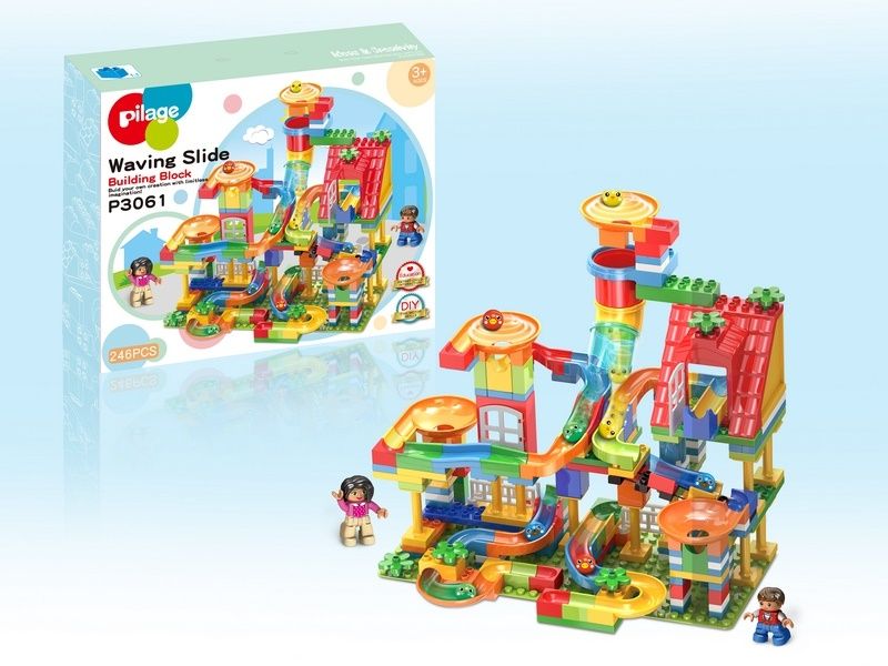 Конструктор Pilage Веселые тарелки 246 деталей, лабиринт с шариками и воронками